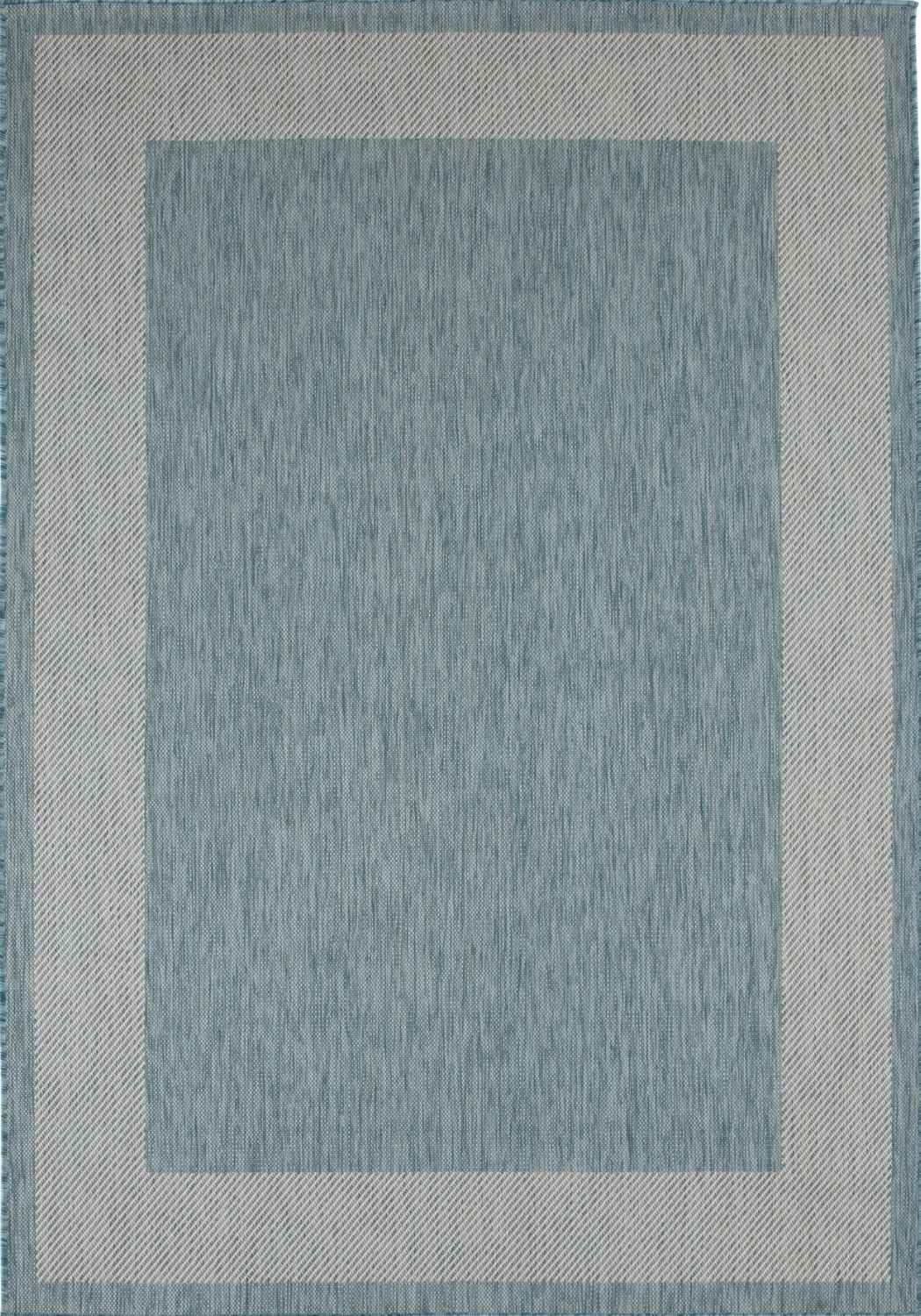 Bordered Design Outdoor Rug for Garden in Aqua | The Rugs