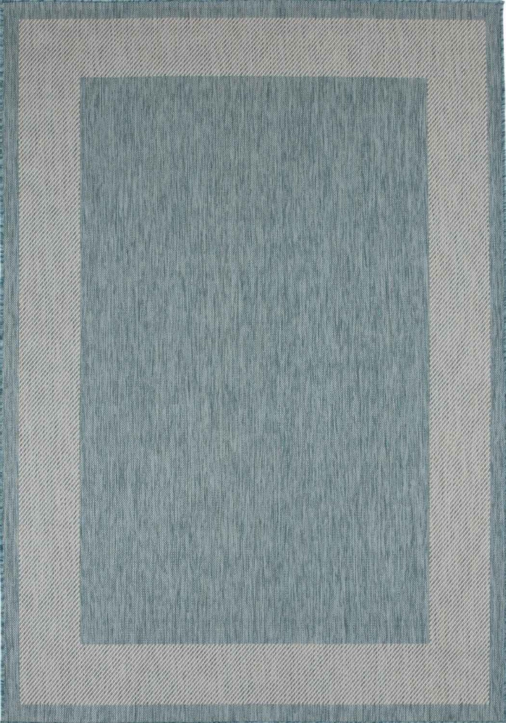 Bordered Design Outdoor Rug for Garden in Aqua | The Rugs