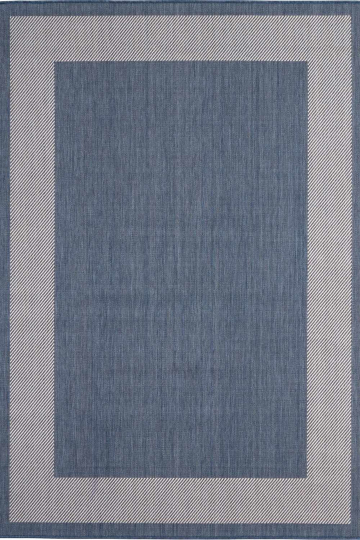 Bordered Design Outdoor Rug for Garden in Blue | The Rugs