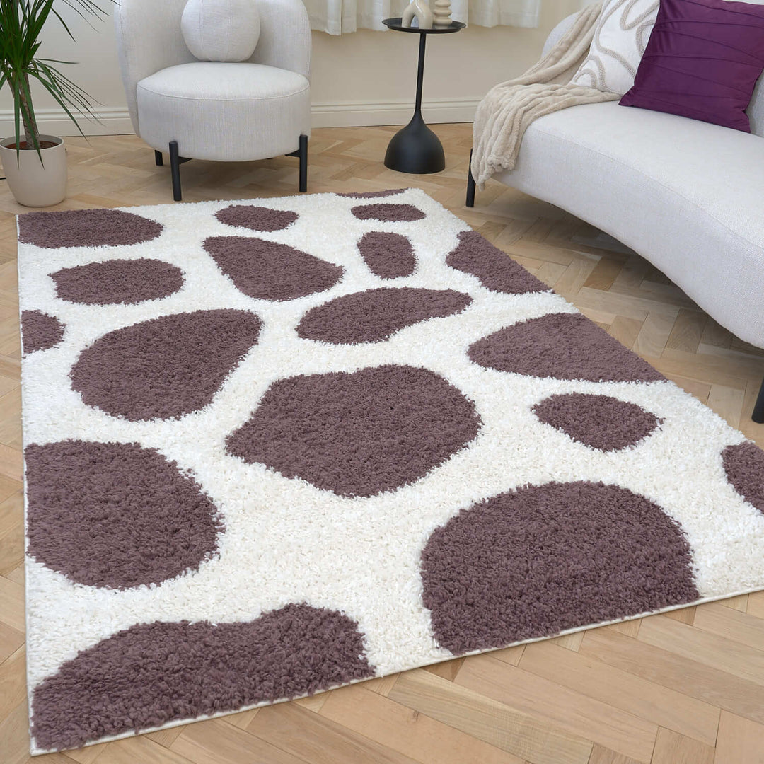 Moodi Shaggy Purple rug, underfloor heating, abstract design | THE RUGS