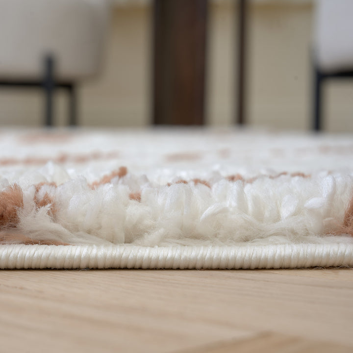 Moodi Shaggy Cream/Brown, abstract design, underfloor heating | THE RUGS