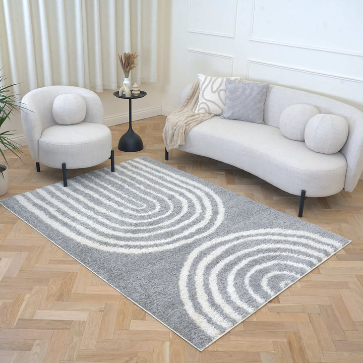 Moodi Shaggy Grey Rug, scandinavian design, underfloor heating | THE RUGS