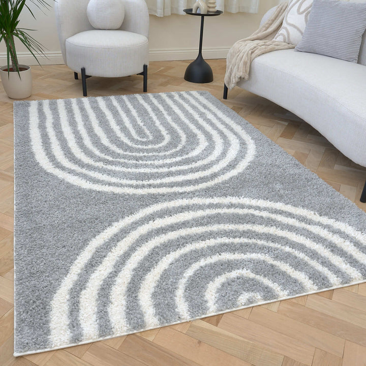 Moodi Shaggy Grey Rug, scandinavian design, underfloor heating | THE RUGS