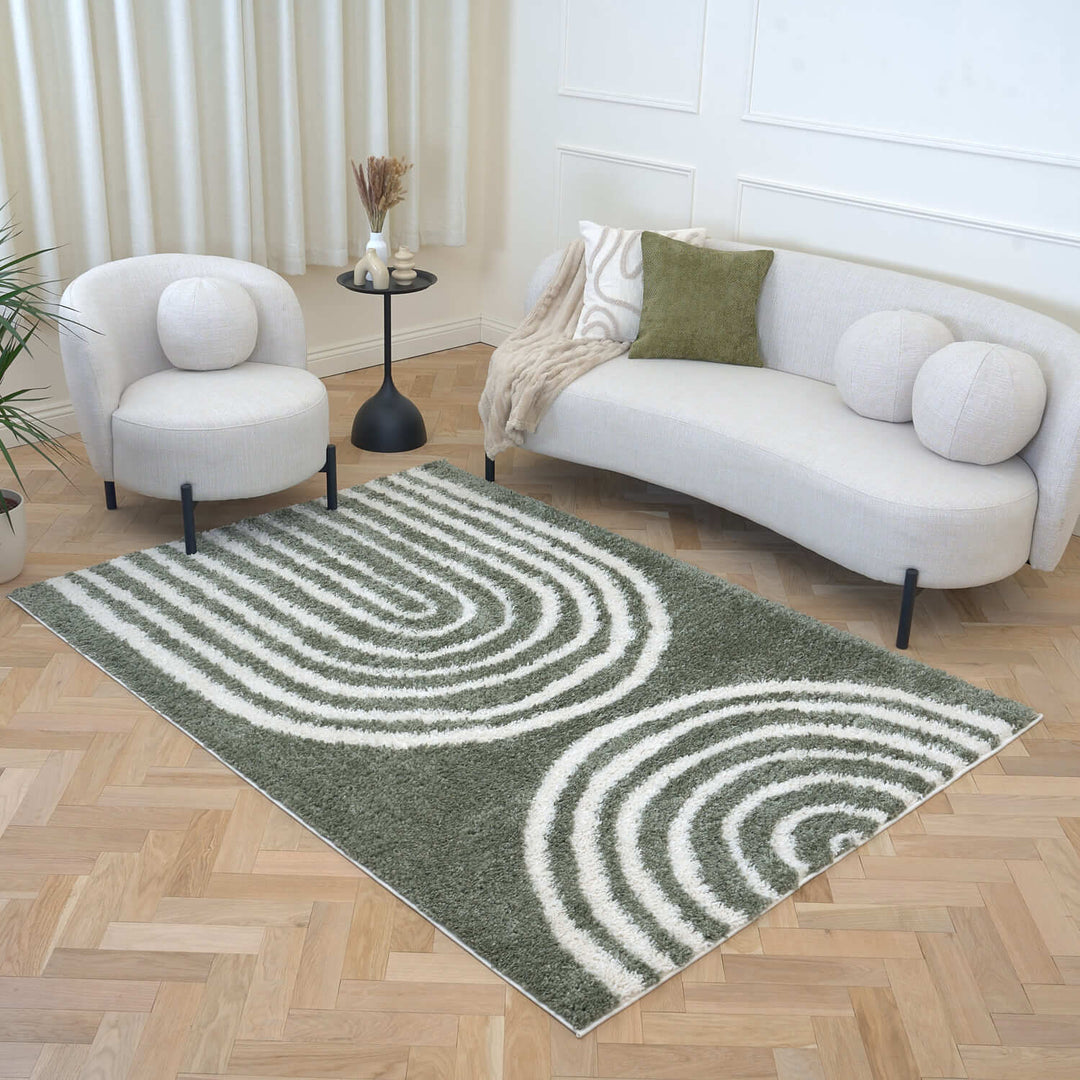 Moodi Shaggy Green rug, scandinavian design, soft pile | THE RUGS