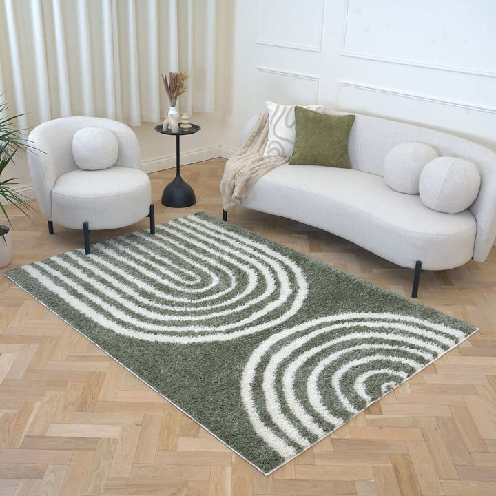 Moodi Shaggy Green rug, scandinavian design, soft pile | THE RUGS