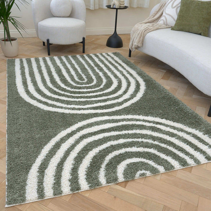 Moodi Shaggy Green rug, scandinavian design, soft pile | THE RUGS