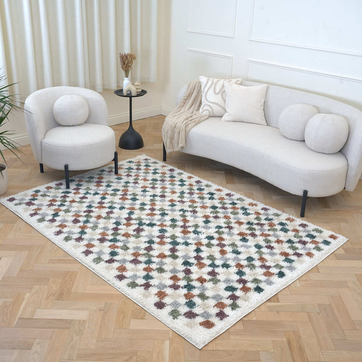 Moodi Shaggy Multicolour Rug, tartan design, high & fluffy pile | THE RUGS