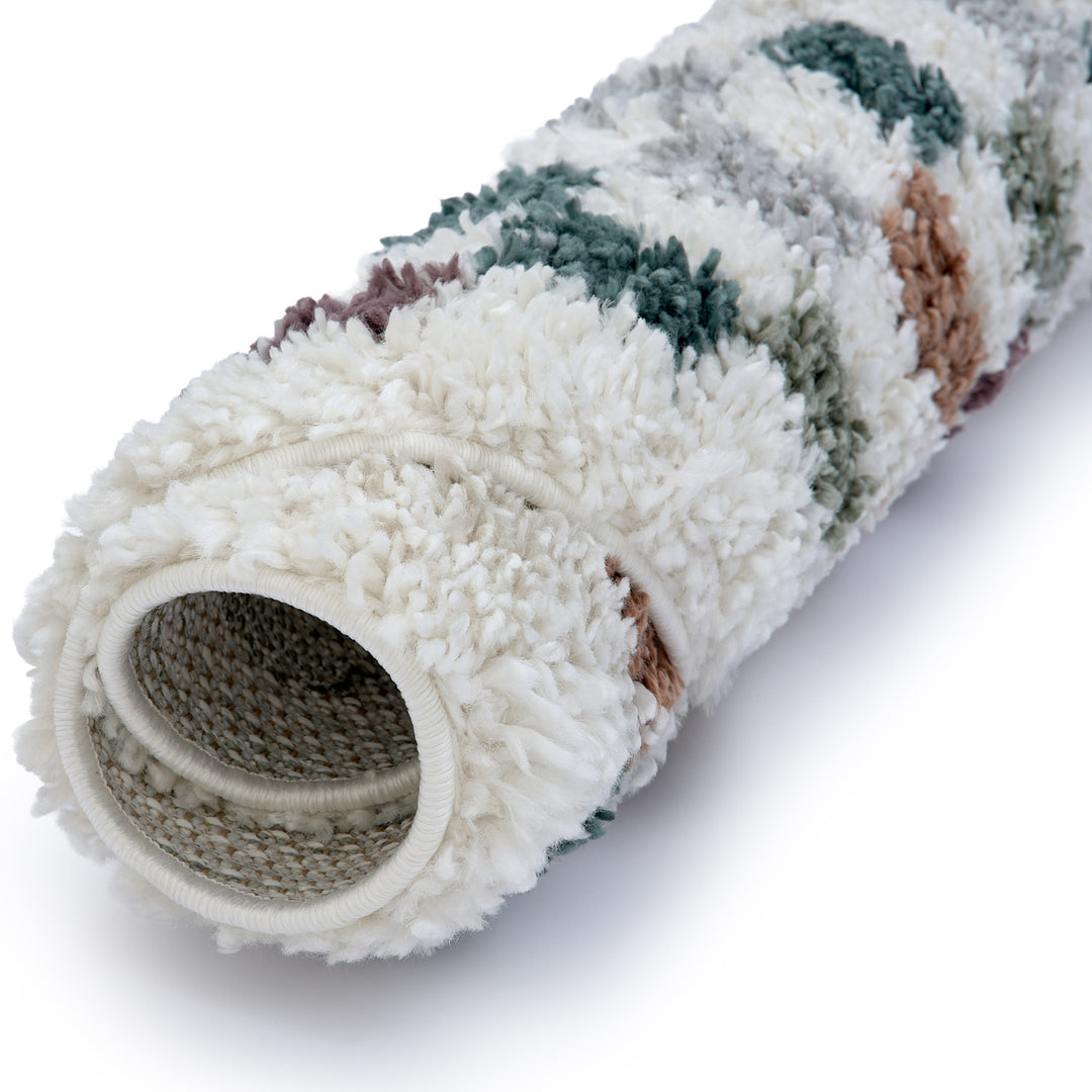 Moodi Shaggy Multicolour Rug, tartan design, high & fluffy pile | THE RUGS