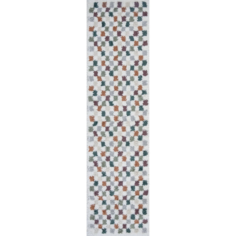 Moodi Shaggy Multicolour Rug, tartan design, high & fluffy pile | THE RUGS