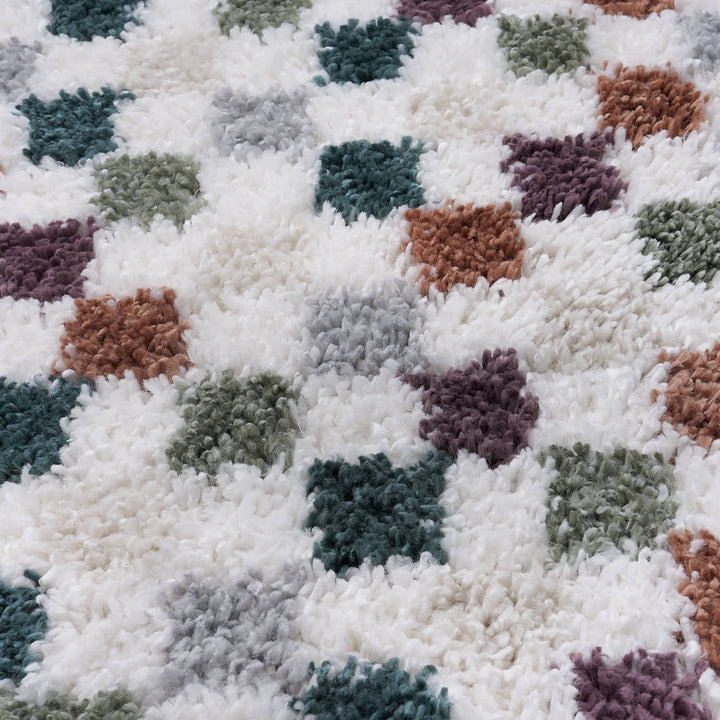 Moodi Shaggy Multicolour Rug, tartan design, high & fluffy pile | THE RUGS