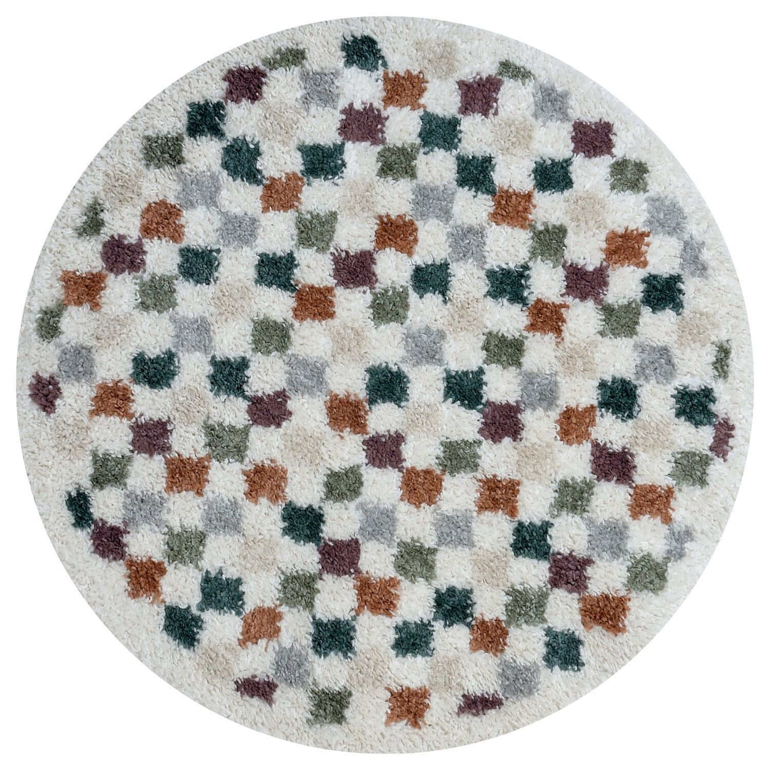 Moodi Shaggy Multicolour Rug, tartan design, high & fluffy pile | THE RUGS