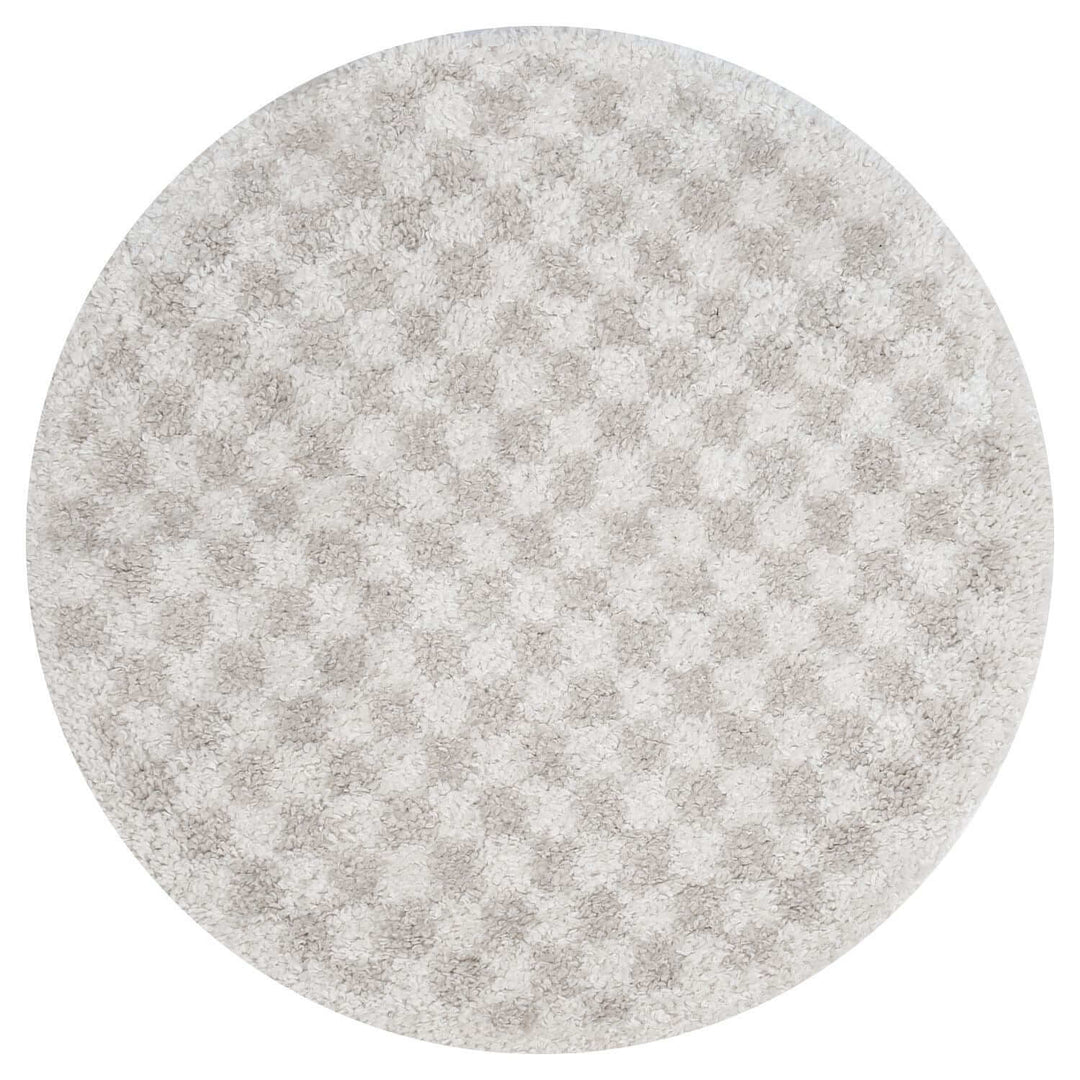 Moodi Shaggy Cream Rug, soft & fluffy pile, tartan design | THE RUGS