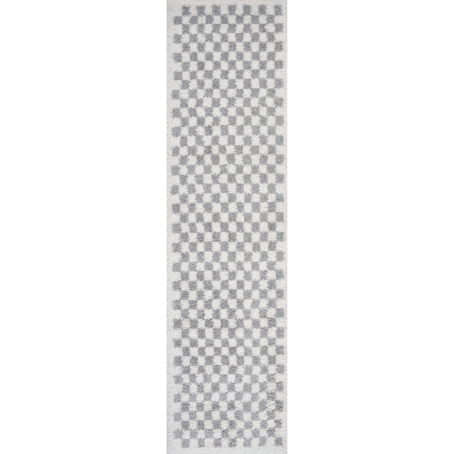 Moodi Shaggy Grey Rug, Tartan design, Underfloor heating | THE RUGS