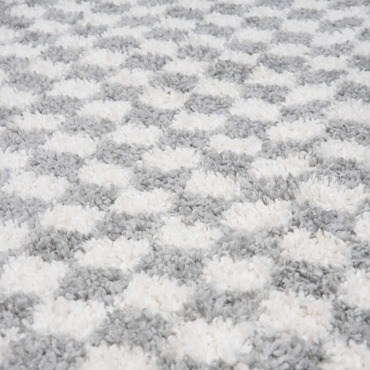 Moodi Shaggy Grey Rug, Tartan design, Underfloor heating | THE RUGS