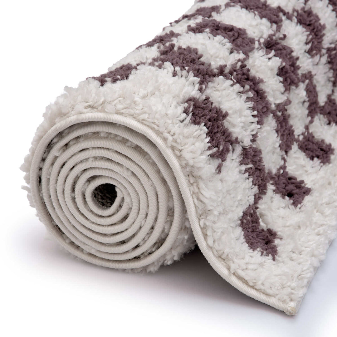 Moodi Shaggy Purple Rug, tartana design, Easy maintenance | THE RUGS
