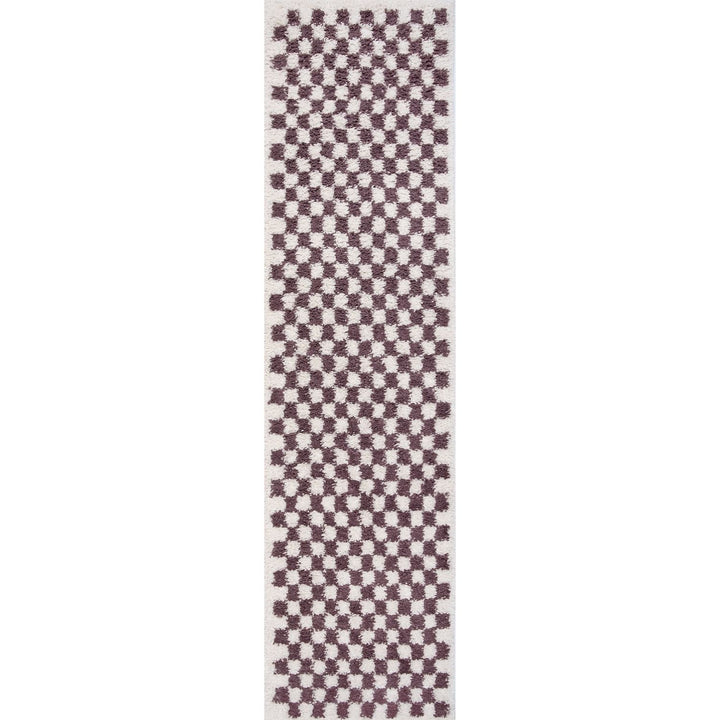 Moodi Shaggy Purple Rug, tartana design, Easy maintenance | THE RUGS