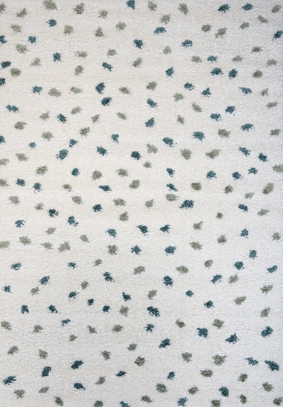 Moodi Shaggy Green Rug, Dots design, Underfloor heating | THE RUGS