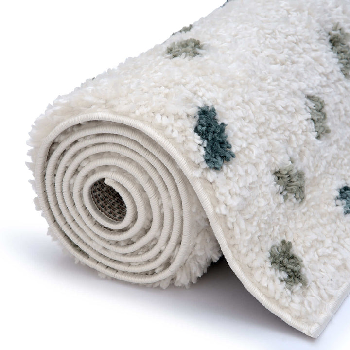 Moodi Shaggy Green Rug, Dots design, Underfloor heating | THE RUGS