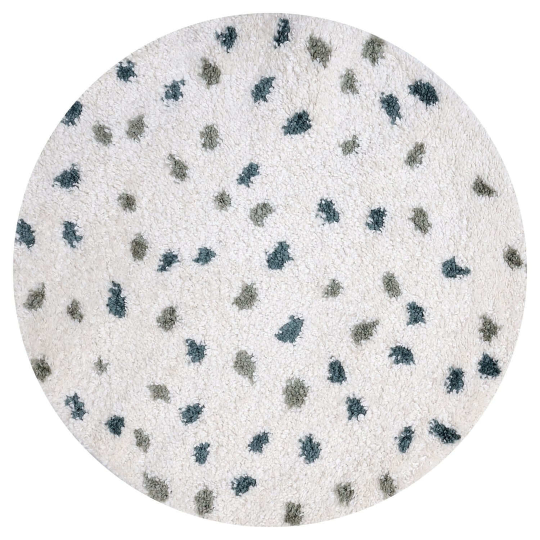 Moodi Shaggy Green Rug, Dots design, Underfloor heating | THE RUGS
