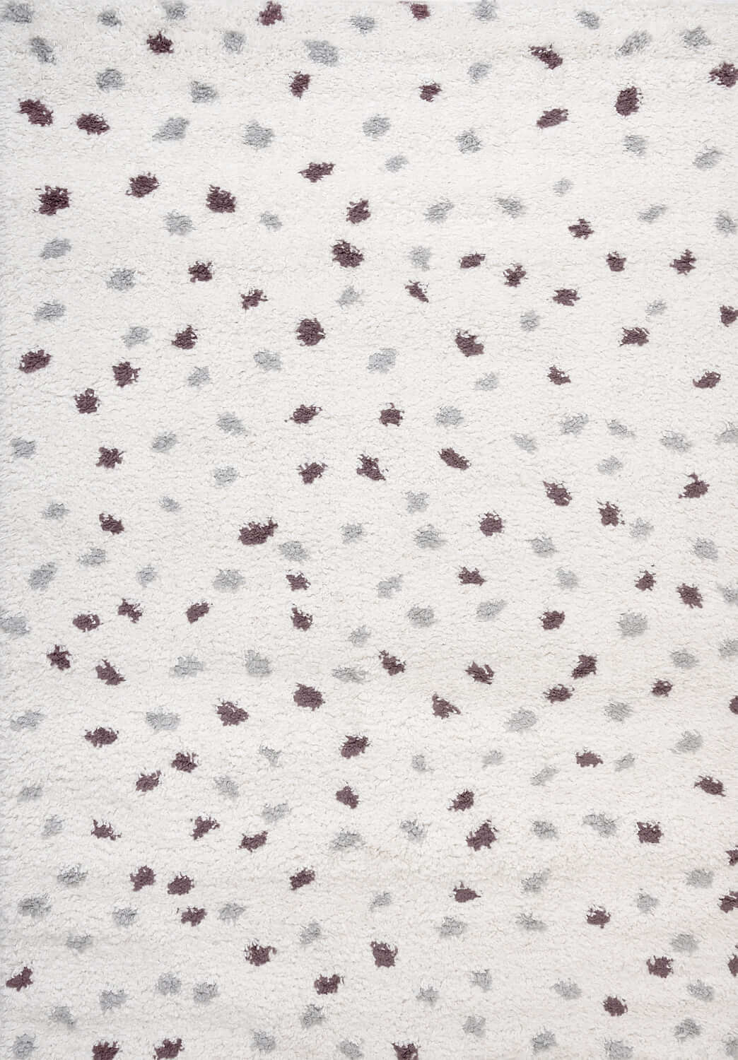 Moodi Shaggy Grey/Purple Rug, dots design, underfloor heating rug | THE RUGS