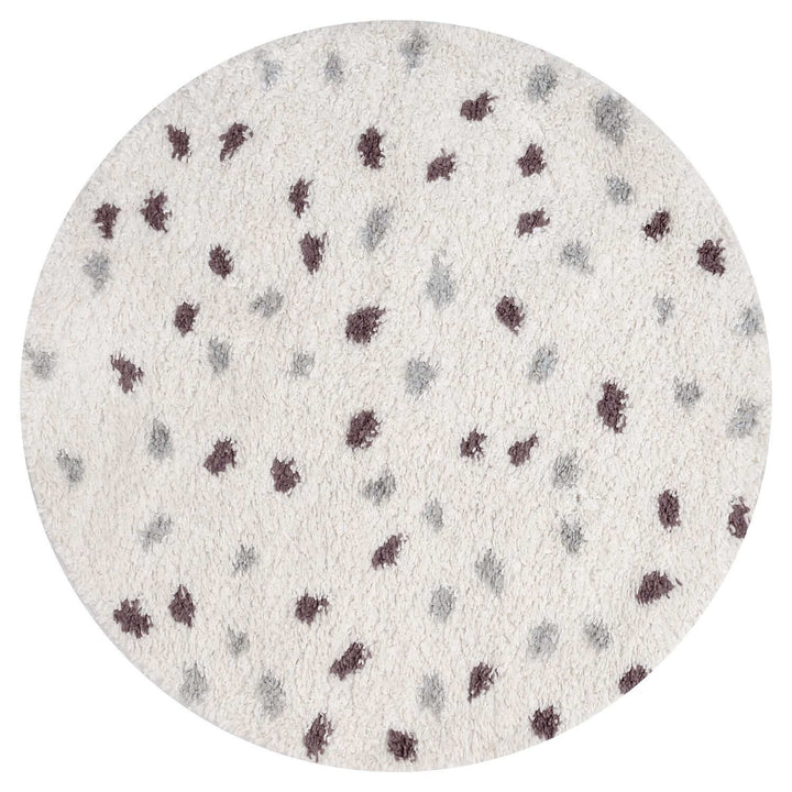 Moodi Shaggy Grey/Purple Rug, dots design, underfloor heating rug | THE RUGS