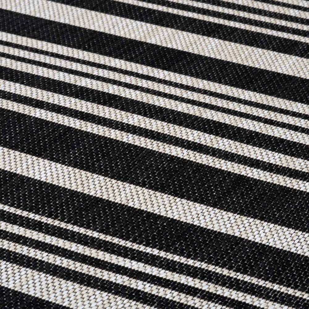 Striped Design Outdoor Rug for Garden in Black | The Rugs