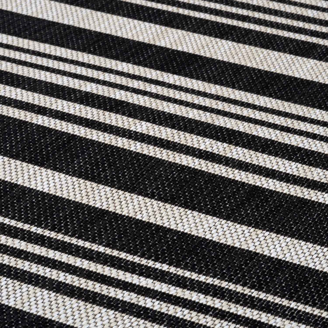 Striped Design Outdoor Rug for Garden in Black | The Rugs