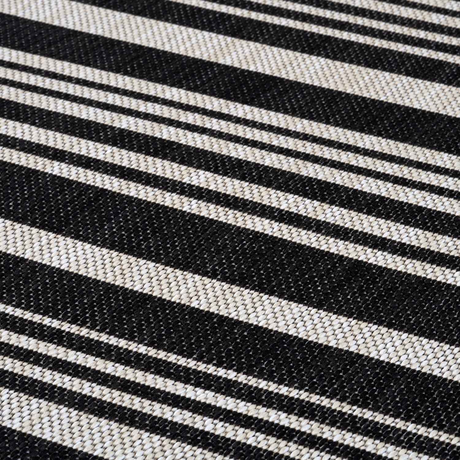 Striped Design Outdoor Rug for Garden in Black | The Rugs
