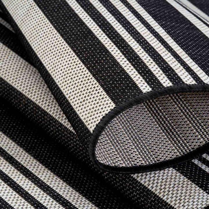 Striped Design Outdoor Rug for Garden in Black | The Rugs