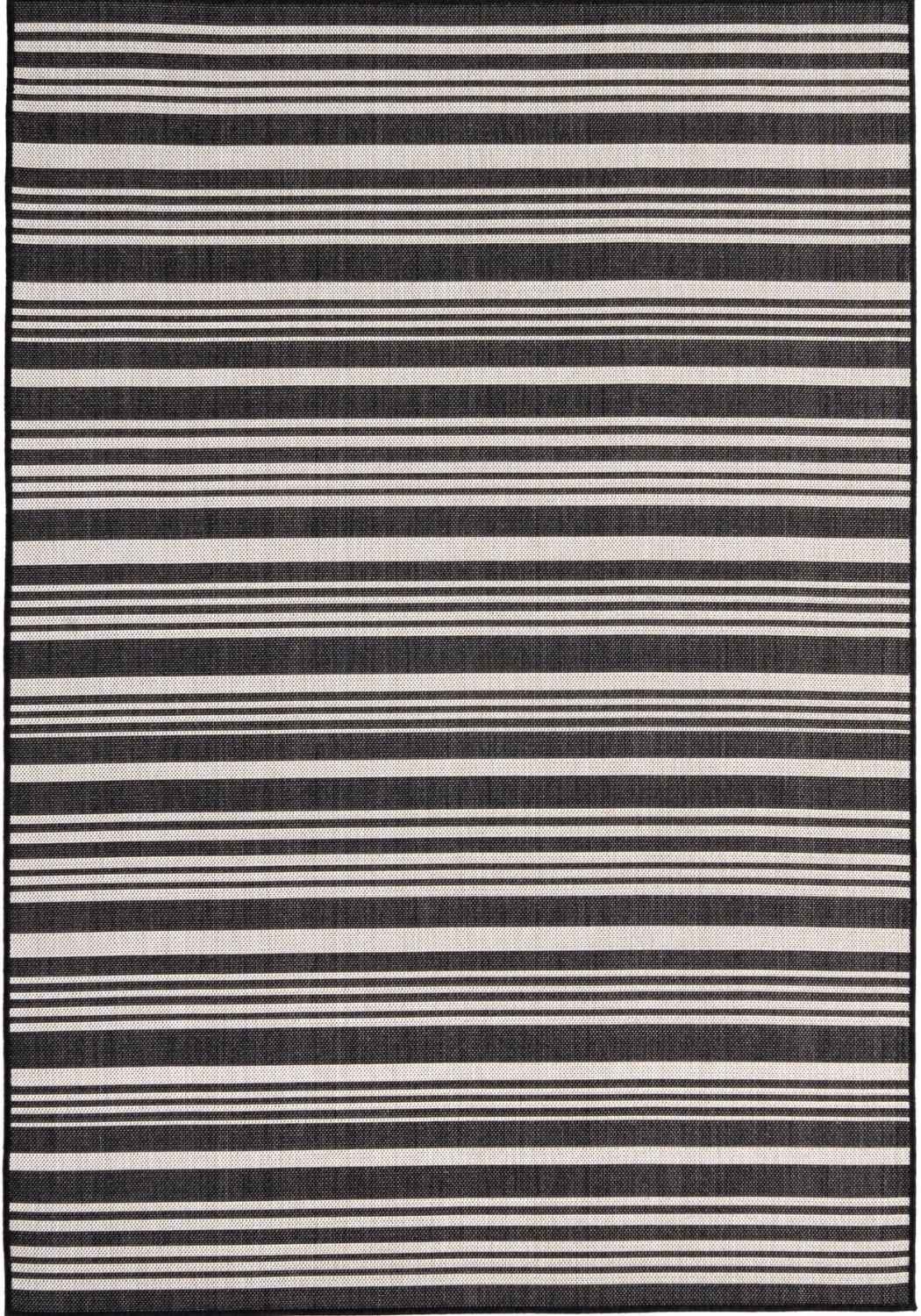 Striped Design Outdoor Rug for Garden in Black | The Rugs
