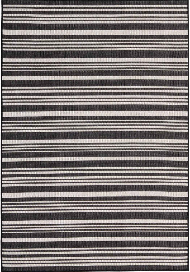 Striped Design Outdoor Rug for Garden in Black | The Rugs