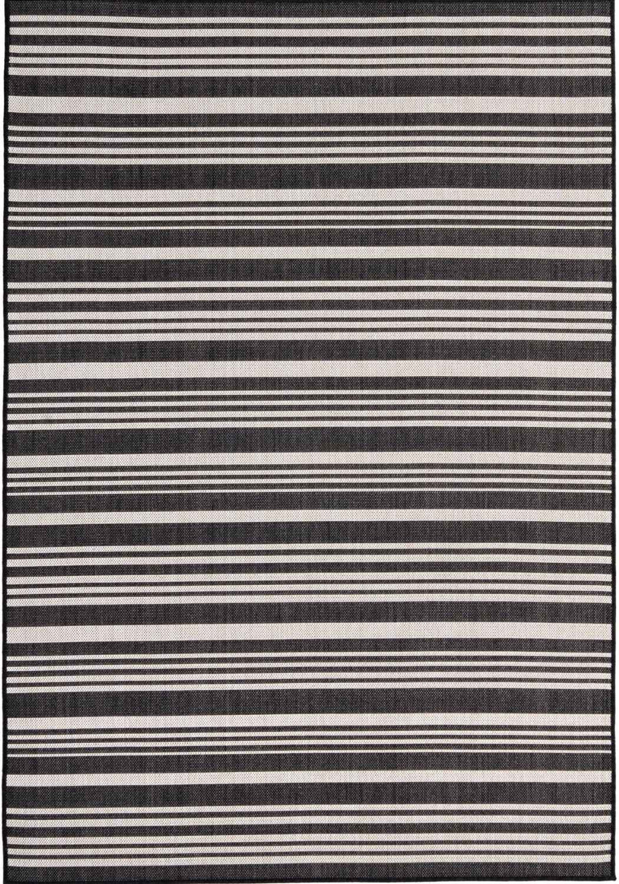 Striped Design Outdoor Rug for Garden in Black | The Rugs