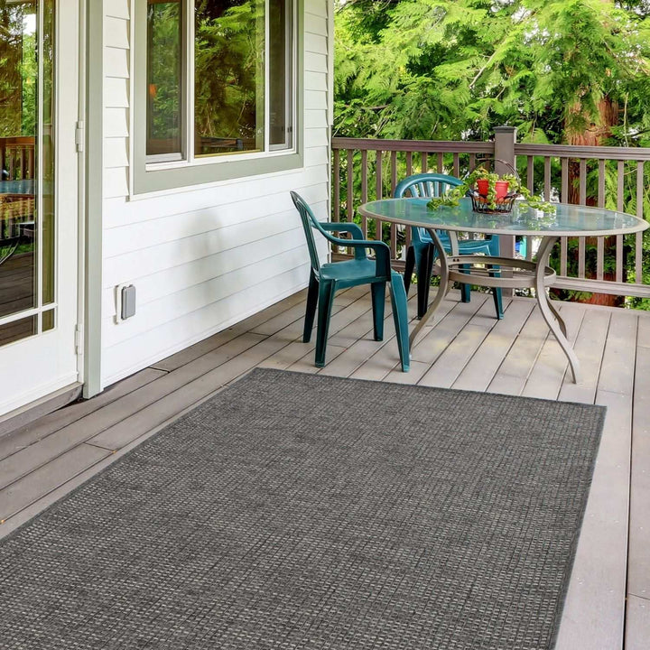 Dark Grey Outdoor Rug for Patio & Garden | The Rugs