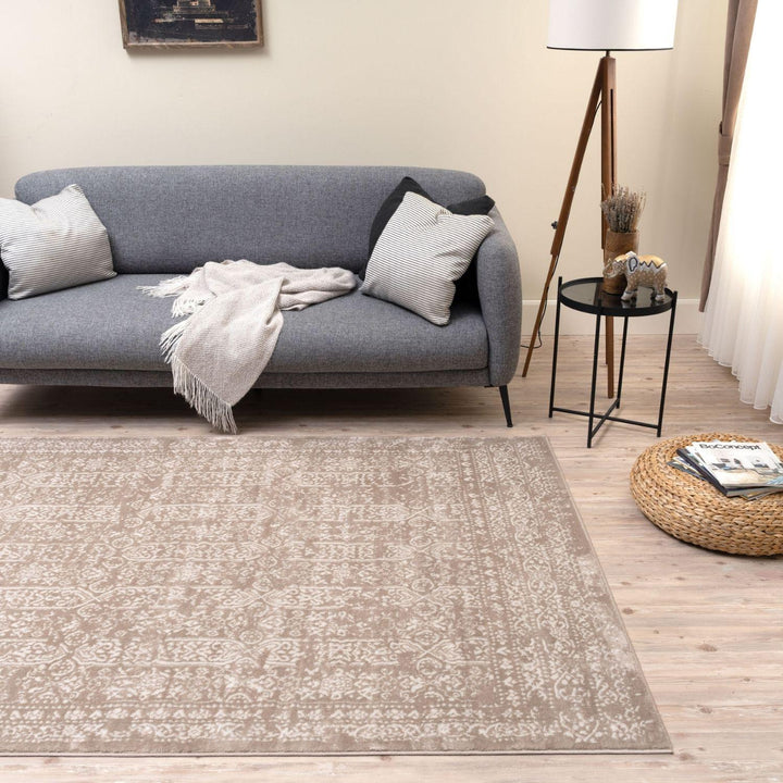 Living Room Rug Vintage Design In Beige high durability