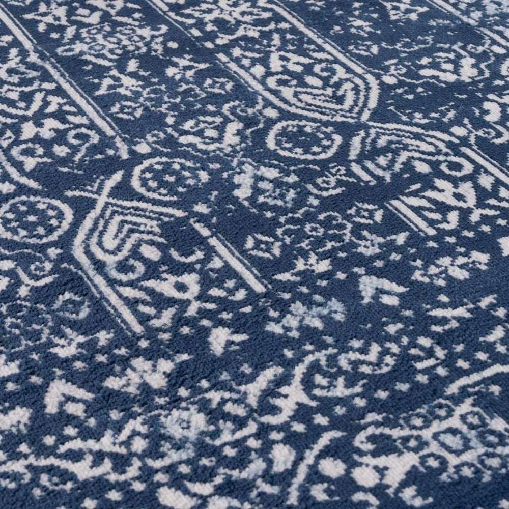Living Room Rug Vintage Design In Blue
