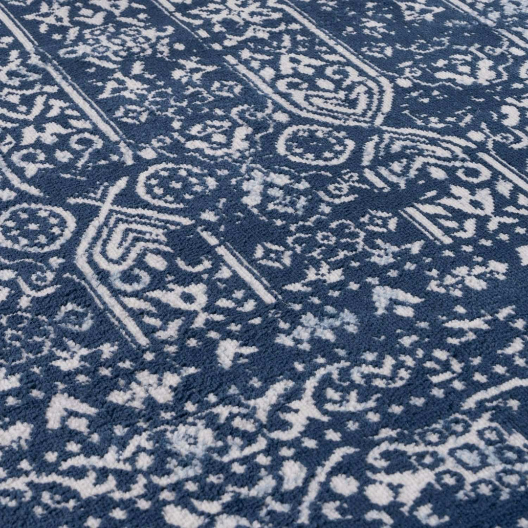 Living Room Rug Vintage Design In Blue