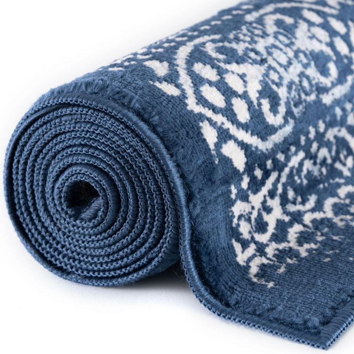 Living Room Rug Vintage Design In Blue