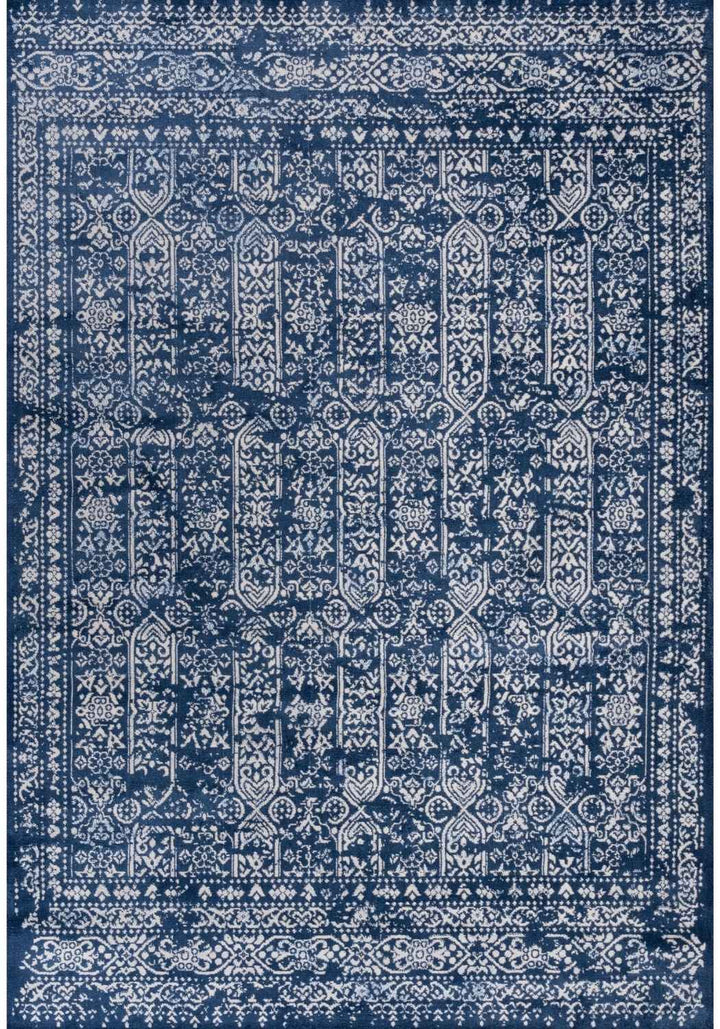 Living Room Rug Vintage Design In Blue