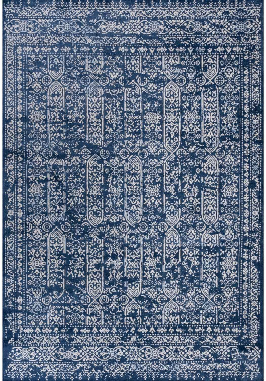 Living Room Rug Vintage Design In Blue