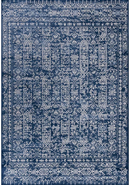 Living Room Rug Vintage Design In Blue