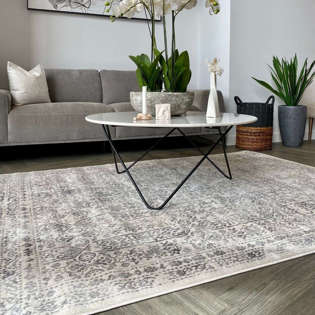 Living Room Rug Vintage Design In Cream