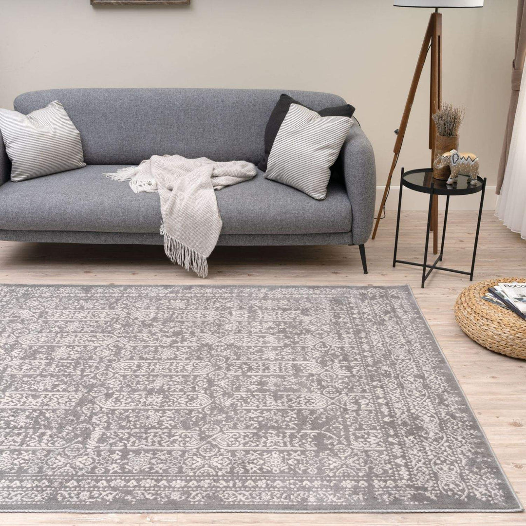 Living Room Rug Vintage Design In Grey