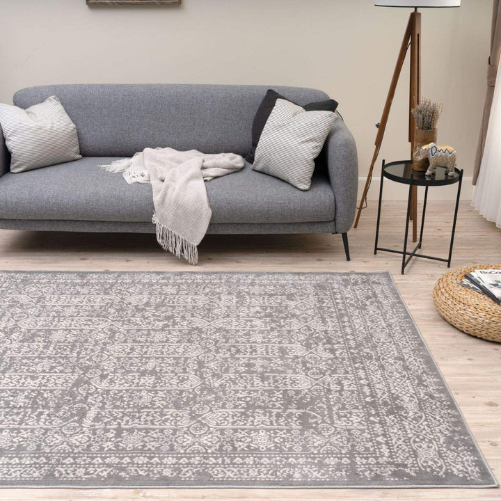 Living Room Rug Vintage Design In Grey