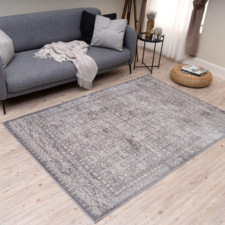 Living Room Rug Vintage Design In Grey