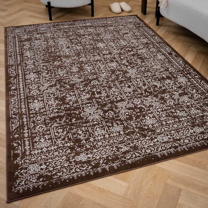 Montana Vintage Brown Rug, Easy To Clean, Stain-Resistant, Fade-Resistant, Jute backing | The Rugs