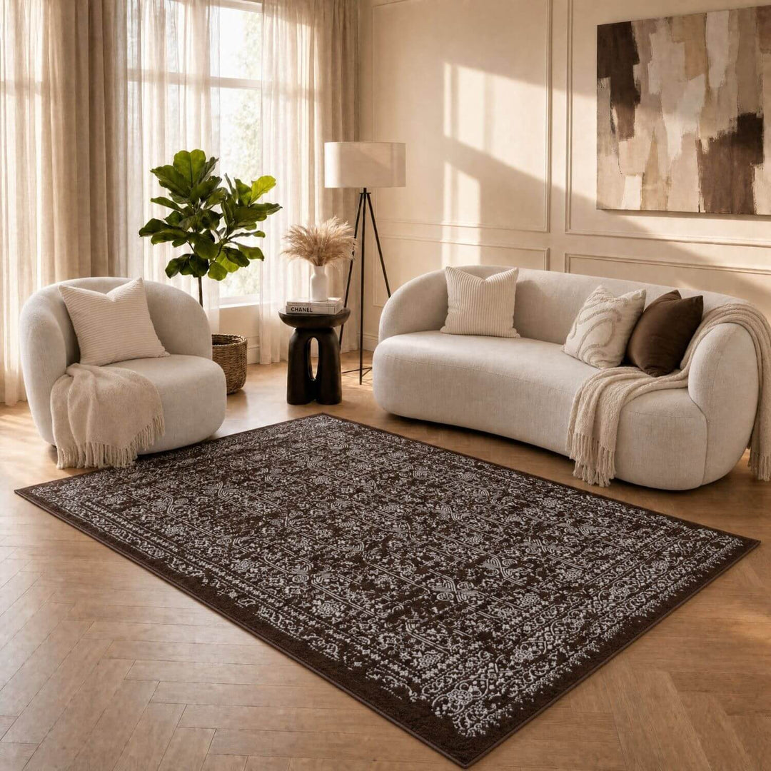 Montana Vintage Brown Rug, Easy To Clean, Stain-Resistant, Fade-Resistant, Jute backing | The Rugs