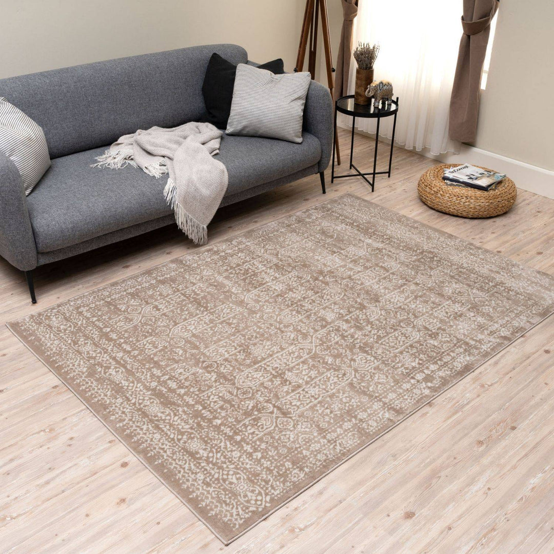 Living Room Rug Vintage Design In Beige high durability