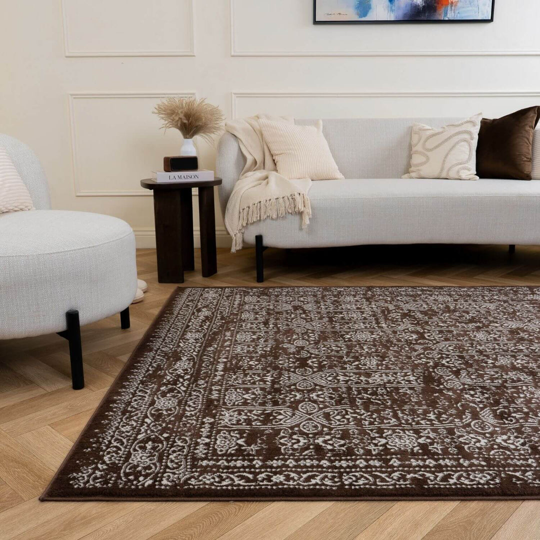 Montana Vintage Brown Rug, Easy To Clean, Stain-Resistant, Fade-Resistant, Jute backing | The Rugs