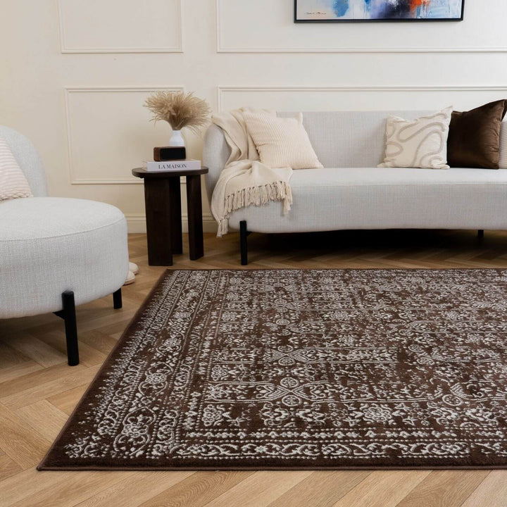 Montana Vintage Brown Rug, Easy To Clean, Stain-Resistant, Fade-Resistant, Jute backing | The Rugs