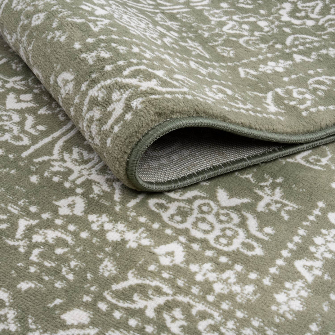 Montana Vintage Green Rug, Effortless Upkeep, stain-resistant, fade-resistant, eco-friendly | The Rugs